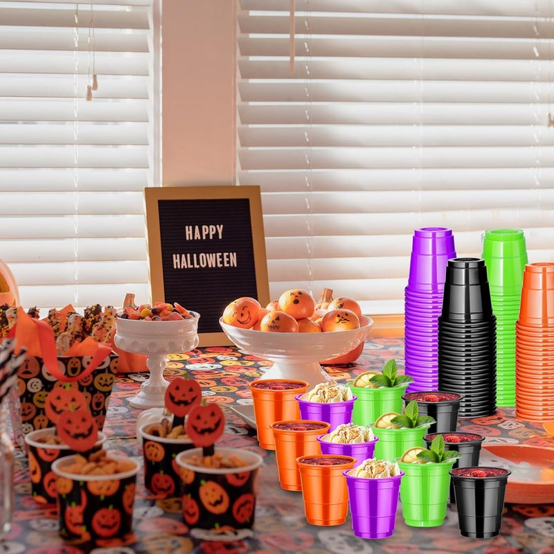 cssopenss 120 Pcs 2 oz Halloween Shot Cups halloween Plastic Shot Glasses Assorted Color shot Glasses Disposable for Drinking, Tasting Halloween Party Supplies - Image 5